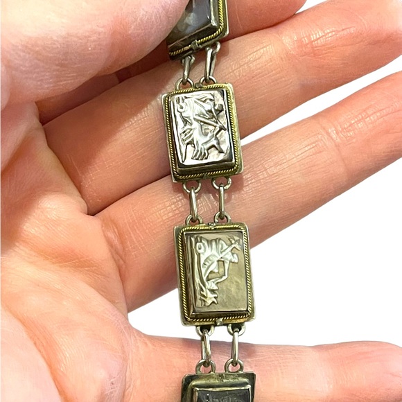 Vintage Sterling silver 925  abalone shell Cameo story book Roman Bracelet - Picture 9 of 13